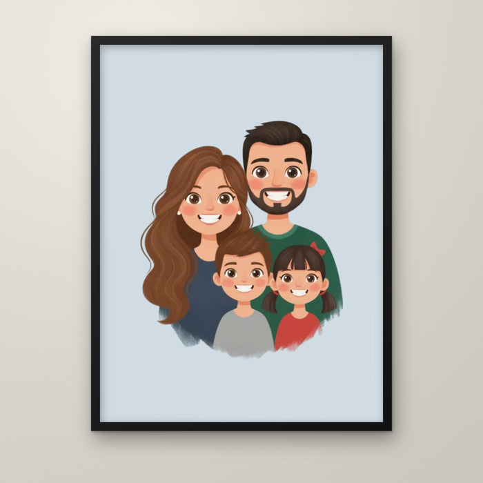 Animated Family Portrait in a black frame