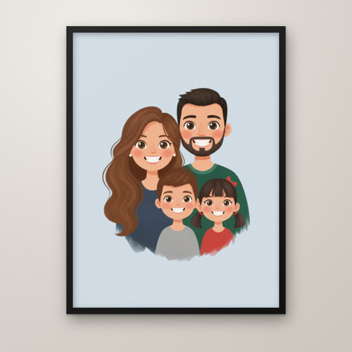 Animated Family Portrait in a black frame
