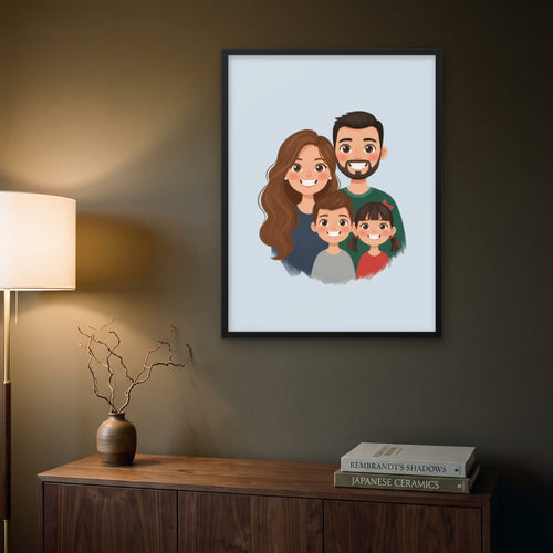 Animated Family Portrait hanging in a living room