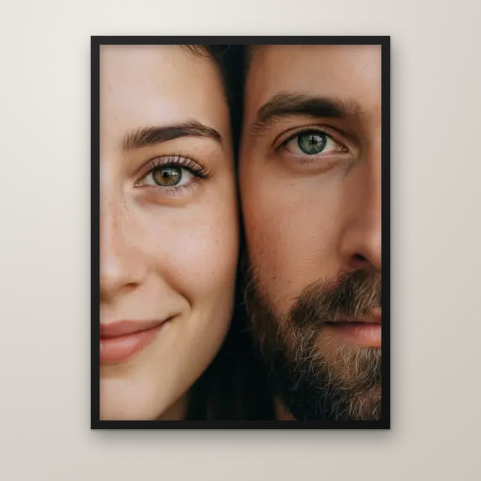 Cheek to Cheek Couple Portrait in a black frame