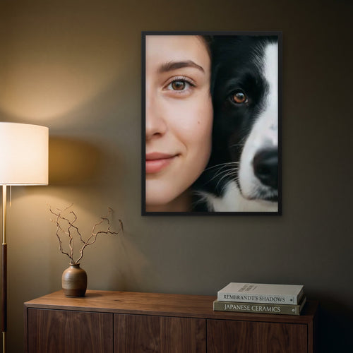 Cheek to Cheek Portrait hanging in a living room