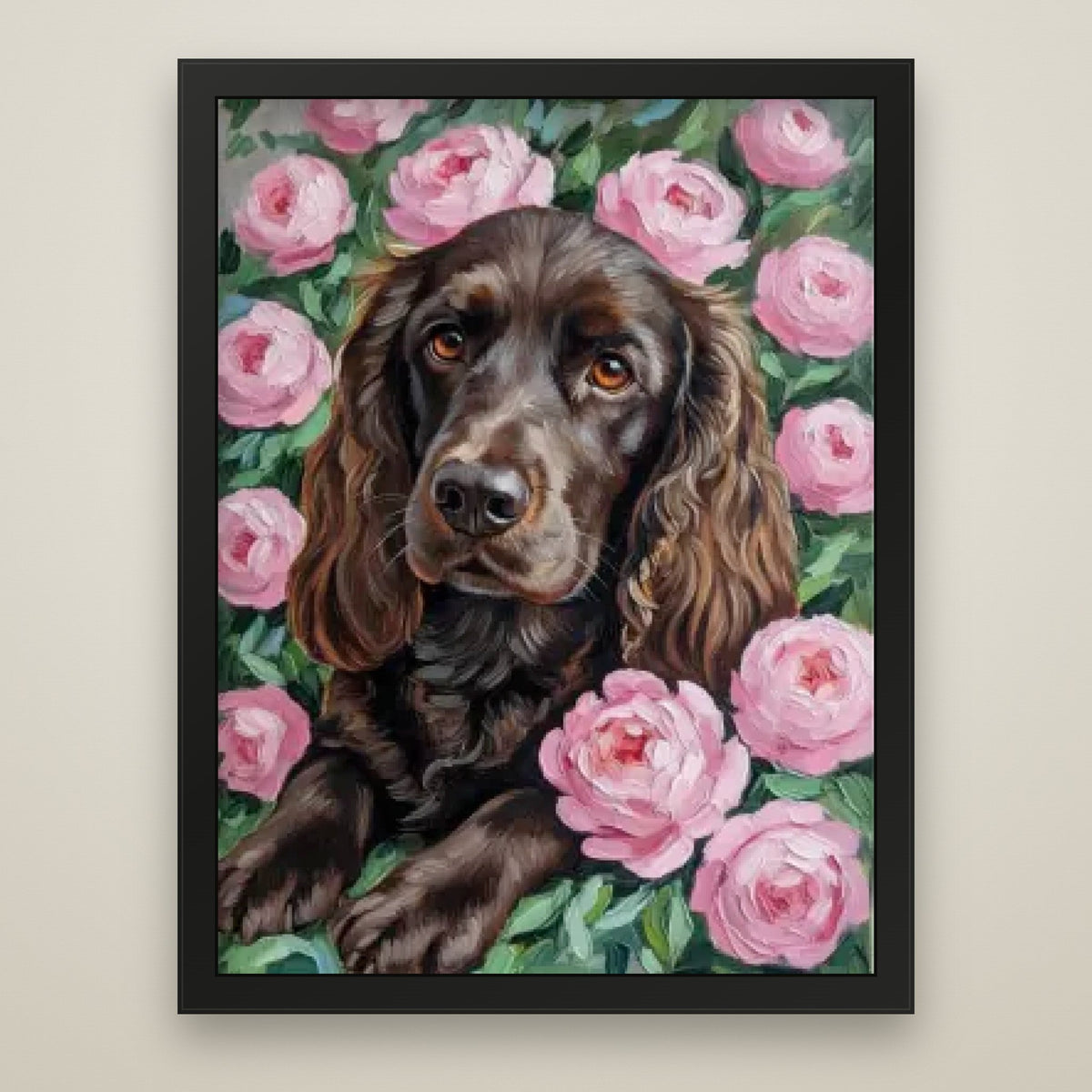Oil Painting Pet Portrait black frame