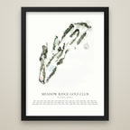 Watercolor Golf Course Map black frame