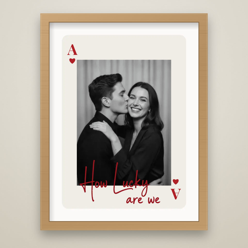 Lucky Card Photo Print oak frame