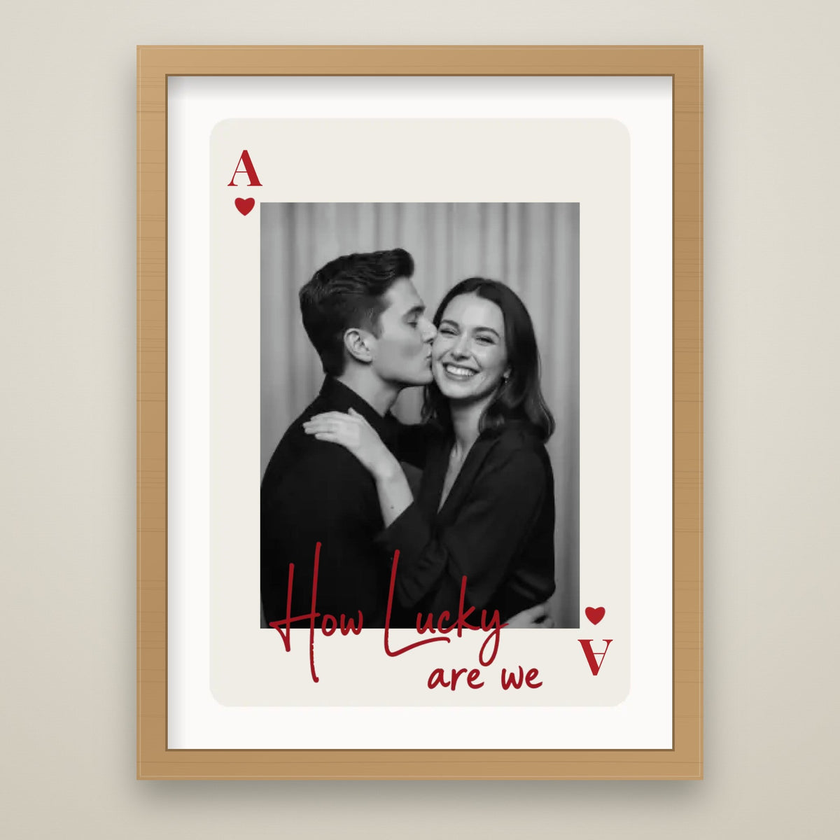 Lucky Card Photo Print oak frame