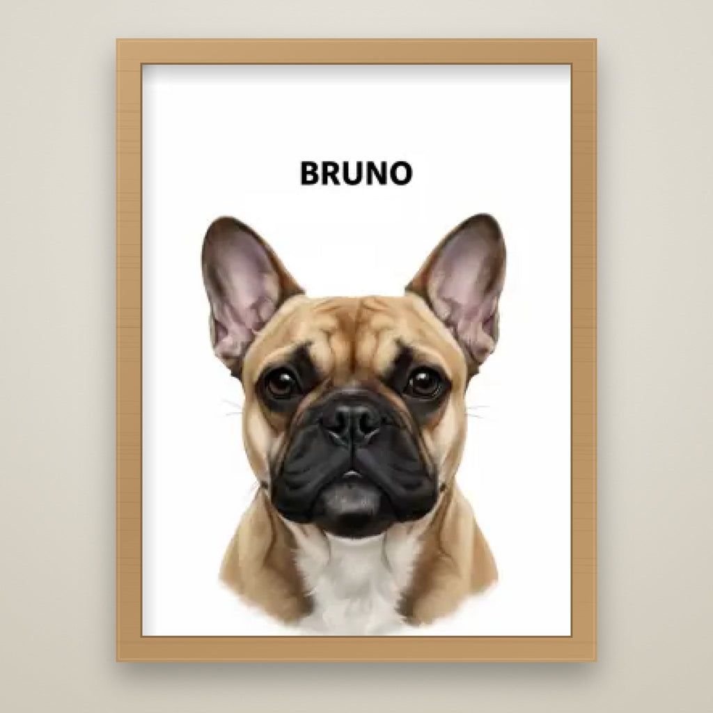Modern Pet Portrait oak frame