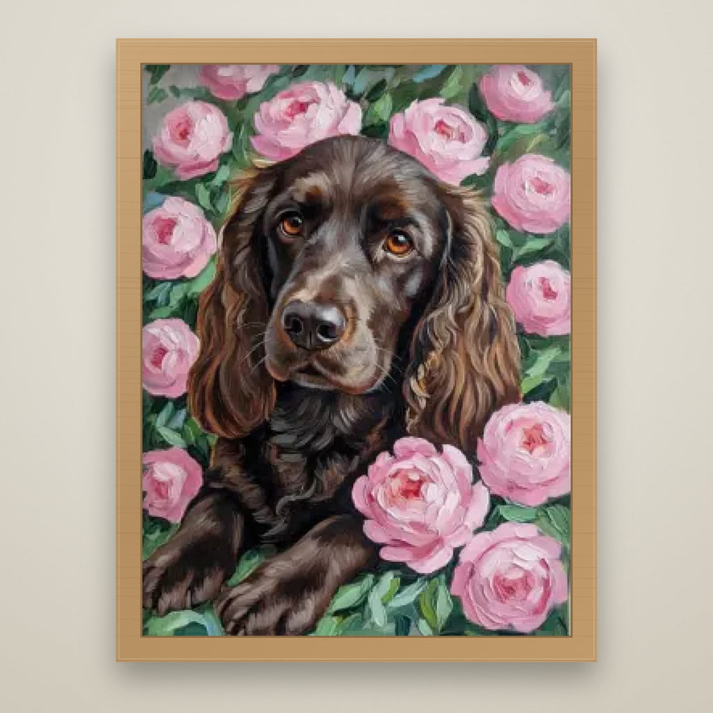 Oil Painting Pet Portrait oak frame