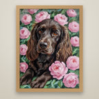 Oil Painting Pet Portrait oak frame