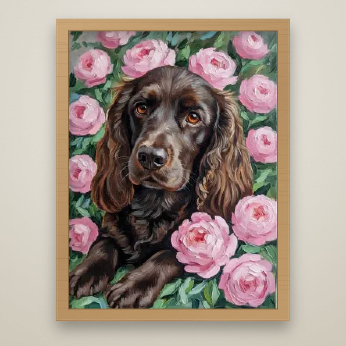 Oil Painting Pet Portrait oak frame