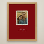 Vintage Stamp Photo Print oak frame