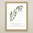 Watercolor Golf Course Map oak frame