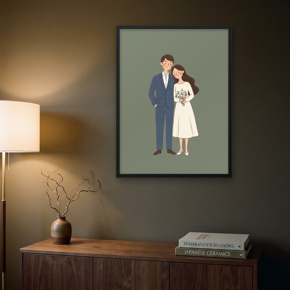 Storybook Portrait hanging in a living room