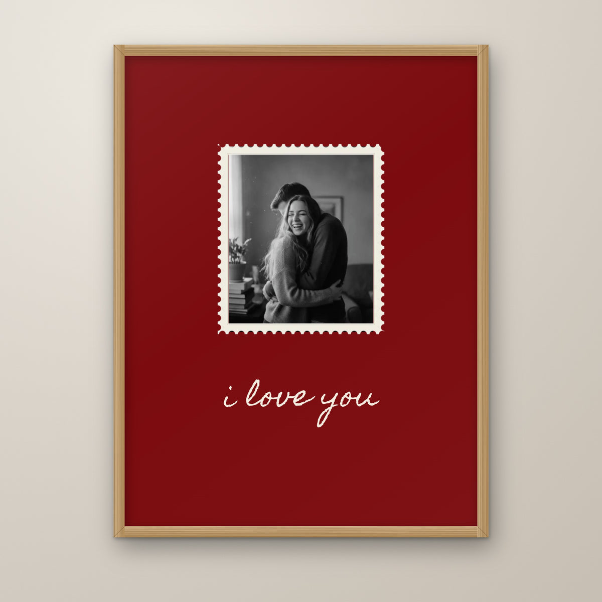 Vintage Stamp Photo Print in a natural oak frame